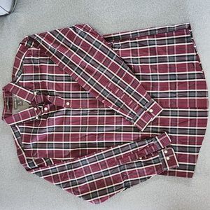 Eddie Bauer men's size medium red and grey button-up shirt